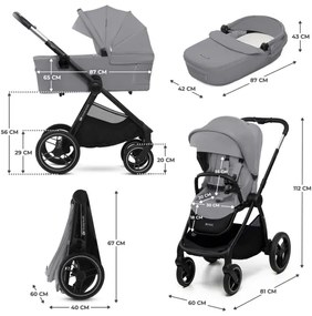 Cărucior de copii combinat 2 în 1 KINDERKRAFT NEA 2 Platinum grey