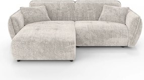 Colțar bej cu tapițerie din chenille (cu colț pe partea stângă/cu șezlong) Nelia – Ropez