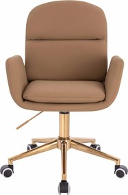 HR480K Scaun Caramel Piele Ecologica Premium Soft cu Bază Aurie