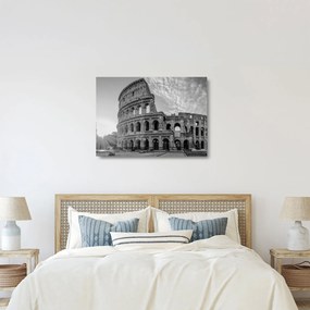 Tablou pe sticlă - Colosseum din Roma, alb-negru (70x50 cm)