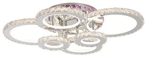 Lustra LED Cu Telecomanda, Cristal, 6 cercuri, Cromat ,120W, RGB,