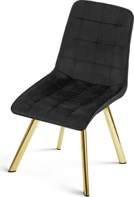 Scaun de masa CIEZA VELVET cu picioare aurii, negru