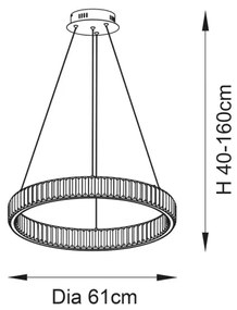 Endon 102255 - Lustră LAGUNA cu LED, dimerizabilă, suspendată pe cablu, LED/36W/230V, crom lucios