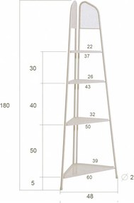 Etajeră metalică pe colț pentru balcon Garden Pleasure MWH, înălțime 180 cm, bej deschis
