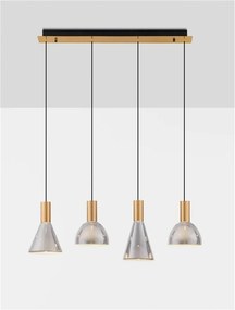 Lustra moderna cu 4 pendule LED, Metal, Sticla, Fumuriu, Voi