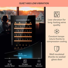 Klarstein Vinsider 52 Built-In Uno, frigider pentru vin încorporat, 52 sticle, 137 litri, oțel inoxidabil