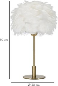 Veioză albă-aurie (înălțime 50 cm) Ball Feather – Mauro Ferretti