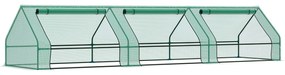 Outsunny Seră pentru Grădină Impermeabilă și Rezistentă la UV cu 3 Ferestre Rulante, 400x100x80 cm, Verde | Aosom Romania
