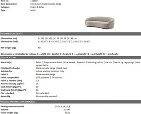 Canapea design elegant LUX Amore, bej mademoiselle 115480 HZ