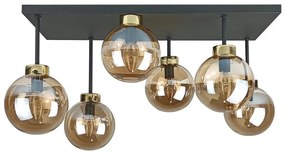 Lustră aplicată DEA 6xE14/60W/230V negru/auriu/bej fumuriu