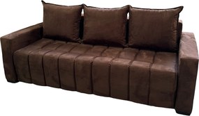 Canapea ZARA extensibila, 3 locuri, cu lada de depozitare, stofa suede maro , 220x95x80 Maro, Stofa Suede