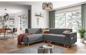 Colțar gri extensibil/cu spațiu de depozitare (cu colț pe partea stângă/în formă de ”L”) Classy Sophie – Miuform