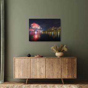 Tablou pe sticlă cu artificii in Singapur (70x50 cm)