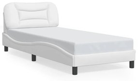 3213900 vidaXL Cadru de pat cu lumini LED, alb, 90x190 cm, piele ecologică