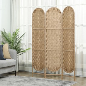 HOMCOM Paravan de Interior Pliabil cu 3 Panouri, 120x170 cm, Stil Boem, din Hârtie și Lemn de Pin, Culoare Lemn | Aosom Romania