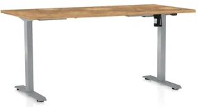 Masă înălțime reglabilă OfficeTech A, 160 x 80 cm, picioare gri, stejar auriu