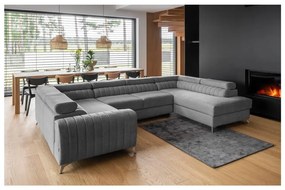 Colțar gri închis extensibil/cu spațiu de depozitare (cu colț pe partea dreaptă/în formă de "U") Louis – ELTAP