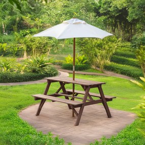 Seturi de grădină pentru copii cu umbrelă de soare, maro/bej, PADY