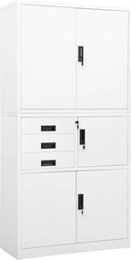 vidaXL Dulap de birou, alb, 90x40x180 cm, oțel
