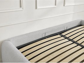 Pat matrimonial gri deschis tapițat cu spațiu de depozitare/fără tăblie cu somieră 160x200 cm Inera – Bobochic Paris