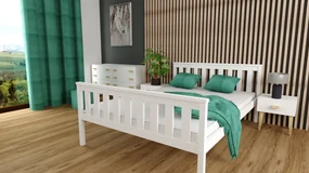 Pat KALEA 140 x 200 cm, alba Saltele: Cu saltele Coco Maxi 20 cm, Somiera pat: Cu lamele drepte
