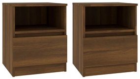 815821 vidaXL Noptiere, 2 buc., stejar maro, 40x40x50 cm, lemn compozit