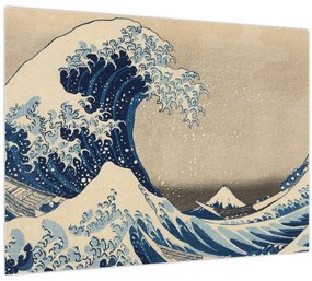 Tablou pe sticlă - Katsushika Hokusai, Under the Wave off Kanagawa, reproducere (70x50 cm)