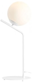 Lampa de masa din metal alb si abajur din sticla GALLIA , 64 cm