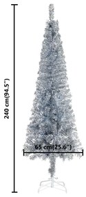 Brad de Craciun subtire cu LED-uri, argintiu, 240 cm 1, Argintiu, 240 cm