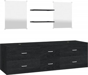 vidaXL Set mobilier de baie, 5 piese, negru, lemn prelucrat