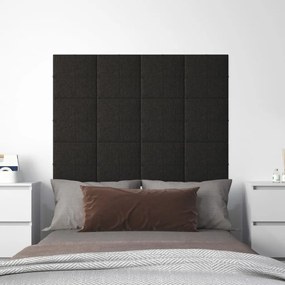 Panouri de perete 12 buc. negru 30x30 cm tesatura 1,08m   12, Negru, 30 x 30 cm