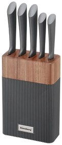 Set cuțite Klausberg KB 7979, 6 piese, Oțel inoxidabil, Suport, Grafit/maro