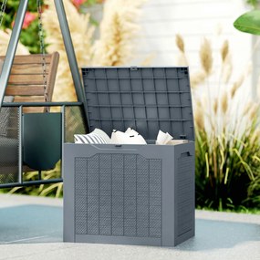 Outsunny Cufăr de Grădină cu Mânere, Container Unelte Impermeabil, 56x41x50 cm, Gri Deschis | Aosom Romania
