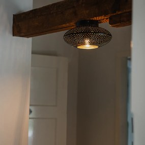 Plafoniera inteligentă neagră cu auriu 25 cm incluzând Wifi P45 - Radiance