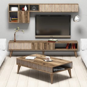 Set Comoda TV si Masuta de Cafea Living Milan, Nuc