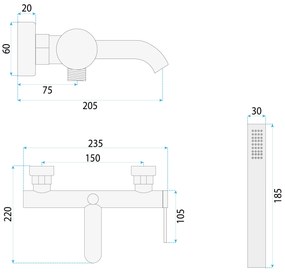 Baterie pentru cada Rea Spot Copper Brush