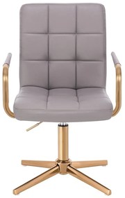 HC1015PCROSS Scaun Gri Piele Ecologica Bază Aurie