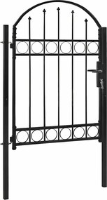 vidaXL Poartă de gard Assen cu blat arcuit din oțel, 102x125 cm, negru