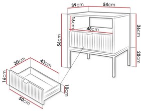 Noptieră NOVA 56x54 cm gri/negru