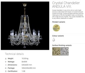 Candelabru Cristal Bohemia Exclusive 8 brate ANDULA