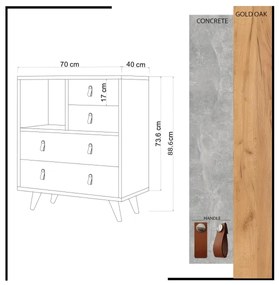 Dulap WITLOF 87x70 cm maro/gri