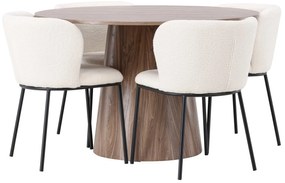 Set de mese Dallas 431475cm, 70 kg, Numărul de locuri: 4, Rotund, Stil: Modern clasic