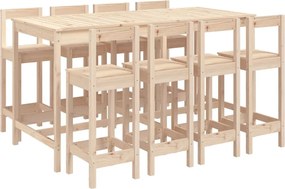 vidaXL Set bar de grădină, 9 piese, lemn masiv de pin