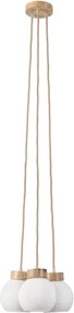Lustră pe cablu LOOMIS, 3xE27/15W/230V, 130 cm, bej/stejar