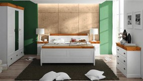 Comodă lemn masiv alb-natur Florence, 107 × 42 × 83 cm