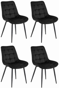 Set 4 Scaune Bucatarie/Dining Joy Negre Catifea