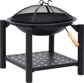 vidaXL Vatră de foc cu vătrai, 54x54x55 cm oțel