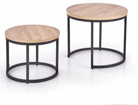 Set 2 mese de cafea Oreo stejar san remo/negru - d 43-53 x h 35-45 cm