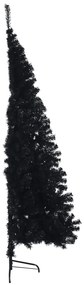 Jumatate brad de Craciun artificial cu suport, negru 240 cm PVC 1, Negru, 240 x 125 cm