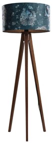 Lampă de podea din lemn de nuc cu abajur din catifea, design pește, 50 cm - Tripod Classic